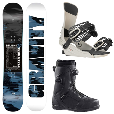 SET Snowboard Gravity Silent + attacchi Gravity Drift Stone Black + scarpe Head Three Lyt Boa Focus